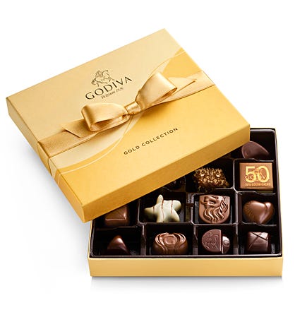 Godiva Gold Ballotin Chocolates Box - 19 piece